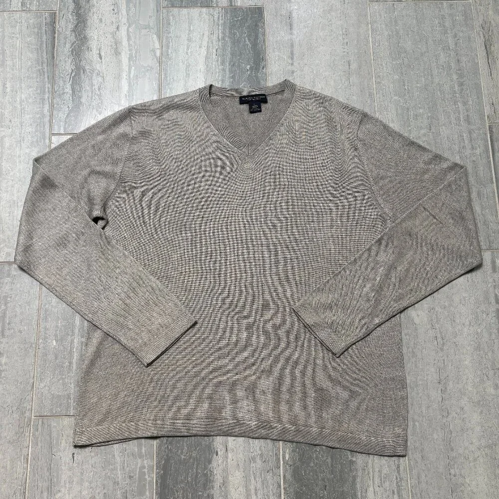 Banana Republic Silk Cashmere V Neck Sweater Gray Size Large